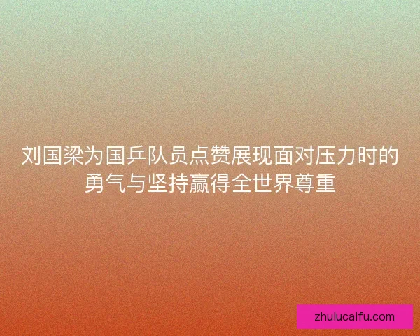 刘国梁为国乒队员点赞展现面对压力时的勇气与坚持赢得全世界尊重